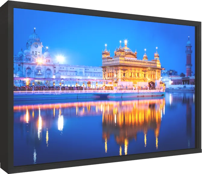 Radiant Golden Temple Amritsar Canvas Print — floater frame preview | PrintPosters.in
